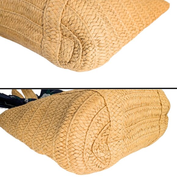 Draper James Woven Natural Raffia Jute Medium Lined Tote Bag w/Twilly Scarf - Picture 5 of 8